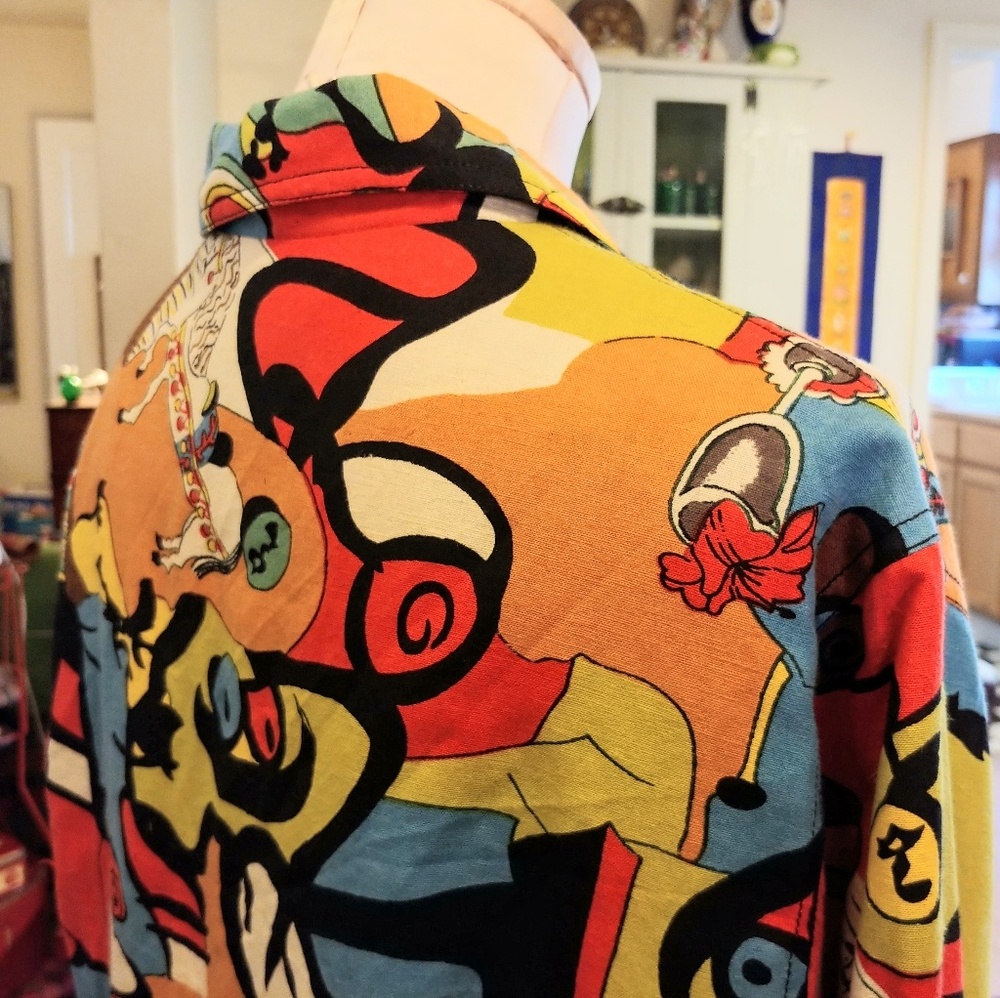 Multi-Colored Pop Art Light Jacket Button Down - image 5